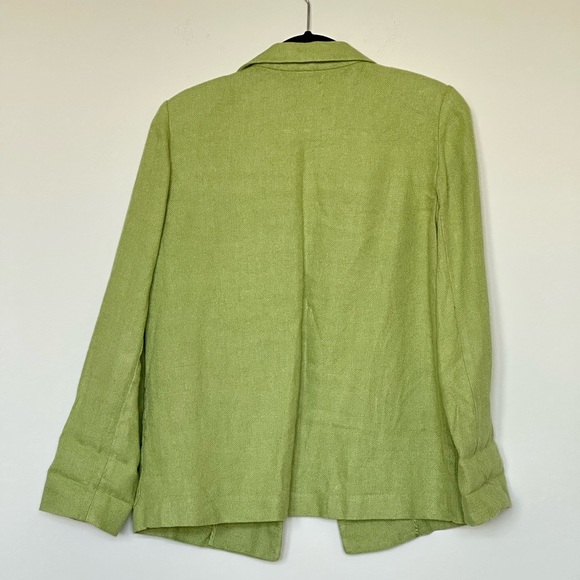 Vintage Linda Allard Ellen Tracy 100% Linen Green Blazer for Women Size 6 - Picture 2 of 6